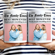 Gift For Mother, Gift For Father, Gift For Women, Gift For Men, Love - Custom Photo Best Mom Dad Ever Newspaper Theme - Personalized Mug
