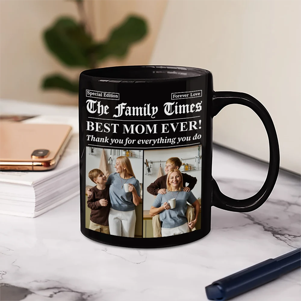 Gift For Mother, Gift For Father, Gift For Women, Gift For Men, Love - Custom Photo Best Mom Dad Ever Newspaper Theme - Personalized Mug