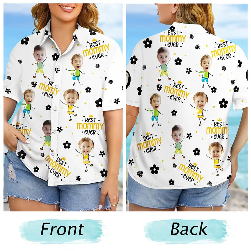 Gift For Mother,Mom,Children - Custom Photo Best Mom Ever Travel Floral Pattern - Personalized Hawaiian Shirt