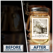 Gift For Bestie,Gift For Sisters,Happy,Custom Photo,Old Best friends - Custom Photo Besties Gray Scale Right In The Throat - Personalized Mason Jar Light