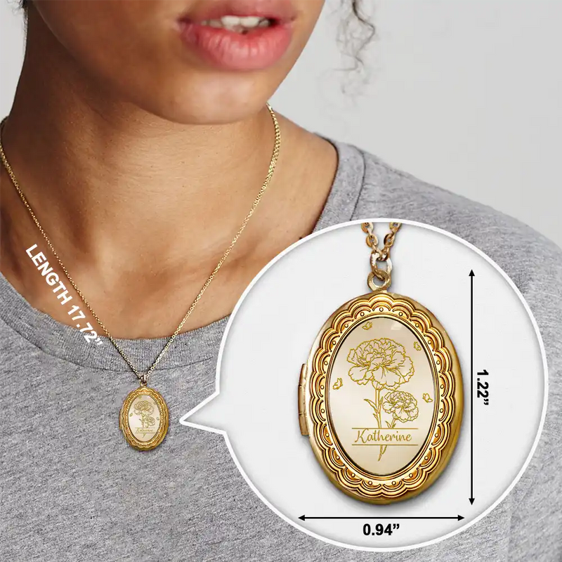 Gift For Mother,Gift For Yourself,Gift For Women,Happy - Custom Photo Birth Month Flower Lovely Bouquet - Personalized Locket Necklace