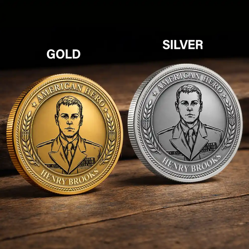 America 250th,Custom Photo,Independence Day,Art Design,Family,Proud,Photo - Pencil Sketch - Bold - Custom Photo Bold Sketch American Hero 250 Years Of Freedom - Personalized Commemorative Keepsake Coin
