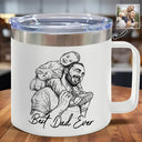 Gift For Father,Gift For Grandpa,Non-Eng,Photo - Pencil Sketch (Bold),Proud - Custom Photo Bold Sketch Best Dad Grandpa Ever Family Portrait - Personalized 14oz Stainless Steel Tumbler With Handle