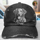 Custom Photo, Beach, Art Design, Summer, Pet Lovers, Playful, Photo - Pencil Sketch - Bold - Custom Photo Bold Sketch Besties Family Pet Funny Portrait - Personalized Distressed Cap