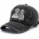Custom Photo, Beach, Art Design, Summer, Pet Lovers, Playful, Photo - Pencil Sketch - Bold - Custom Photo Bold Sketch Besties Family Pet Funny Portrait - Personalized Distressed Cap