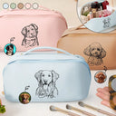 Custom Photo, Beach, Art Design, Summer, Pet Lovers, Playful, Photo - Pencil Sketch - Bold - Custom Photo Bold Sketch Besties Pet Funny Portrait - Personalized Leather Makeup Bag
