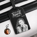 Custom Photo, Beach, Art Design, Summer, Pet Lovers, Playful, Photo - Pencil Sketch - Bold - Custom Photo Bold Sketch Couple Besties Dog Cat Funny Portrait - Personalized Leather Luggage Tag