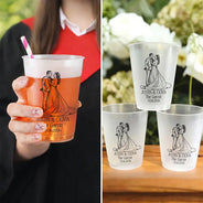 Gift For Couples,Married Couple,Custom Photo,Art Design,Top Market,Wedding,Romantic,Photo - Pencil Sketch - Bold - Custom Photo Bold Sketch Couples Wedding Engaged Bachelor Party - Personalized Frosted Cups