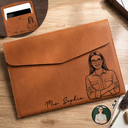 Back To School,Custom Photo,Art Design,Gift For Yourself,Sentimental,Photo - Pencil Sketch - Bold - Custom Photo Bold Sketch Family Besties Couples Pet Portraits - Personalized Leather Sleeve