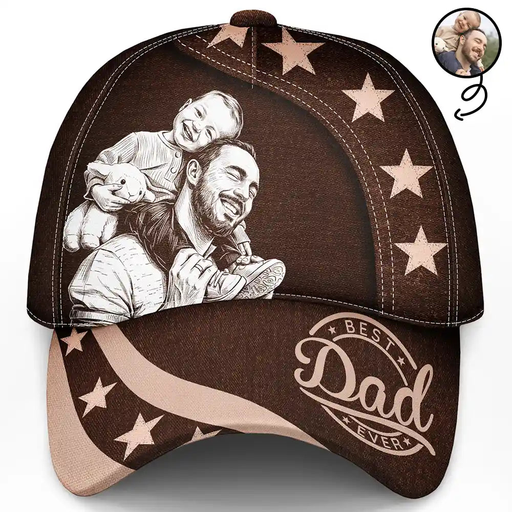 Custom Photo Bold Sketch Family Dog Cat Portrait - Personalized Classic Cap