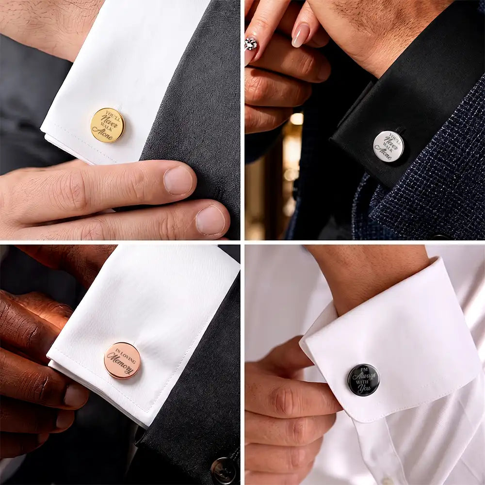 Art Design,Sentimental,Pet Lovers,Memorial,Photo - Pencil Sketch - Bold - Custom Photo Bold Sketch Forever In My Heart Memorial - Personalized Circular Cufflinks