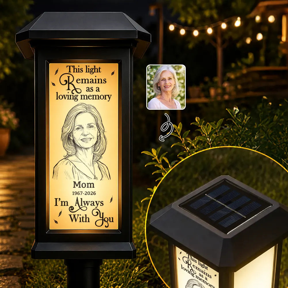 Art Design,Christmas,Sympathetic,Family,Memorial,Photo - Pencil Sketch - Bold - Custom Photo Bold Sketch Memorial I'm Always With You - Personalized Solar Garden Light