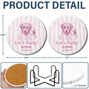 Art Design, Playful, Gift For Couples, Wedding, Photo - Pencil Sketch - Bold - Custom Photo Bold Sketch Pet Drinks On Me - Personalized Ceramic Coaster