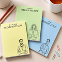 Art Design,Teacher,Back To School,Proud,Photo - Pencil Sketch - Bold - Custom Photo Bold Sketch Teacher Office Worker Portrait - Personalized Notepad