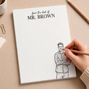 Art Design,Teacher,Back To School,Proud,Photo - Pencil Sketch - Bold - Custom Photo Bold Sketch Teacher Office Worker Portrait - Personalized Notepad