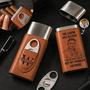 Art Design,Humorous,Gift For Yourself,Gift For Women,Photo - Pencil Sketch - Bold - Custom Photo Bold Sketch The Legend Has Retired Not My Problem Anymore - Personalized Cigar Case
