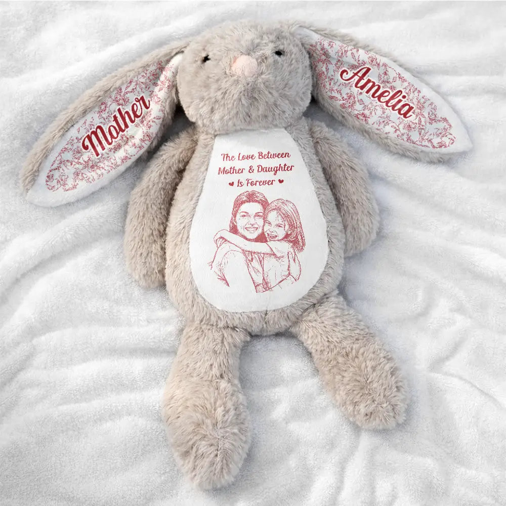 Adorable, Art Design, Gift For Grandkids, Gift For Granddaughter, Photo - Pencil Sketch - Bold - Custom Photo Bold Sketch The Love Between Grandma And Granddaughter Is Forever - Personalized Soft Toy Bunny