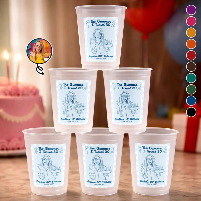 Art Design,Confident,Gift For Yourself,Summer,Photo - Pencil Sketch - Bold - Custom Photo Bold Sketch The Summer She Turned New Age - Personalized Frosted Cups