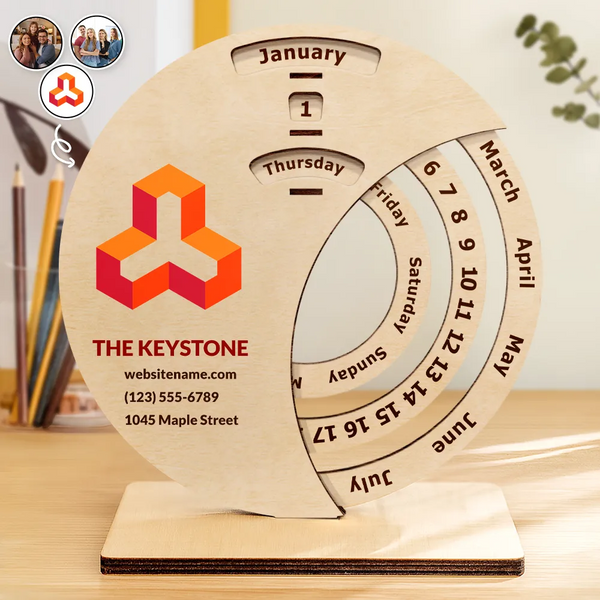 Christmas, Officer - Custom Photo Business Team Corporate Gift New Year - Personalized Spinning Perpetual Desk Calendar