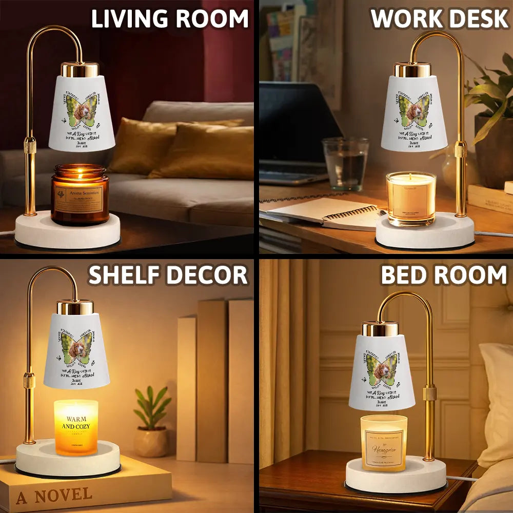 Memorial,Family,Custom Photo,Love - Custom Photo Butterfly Memorial Always Loved Never Forgotten - Personalized Truncated Cone Candle Warmer