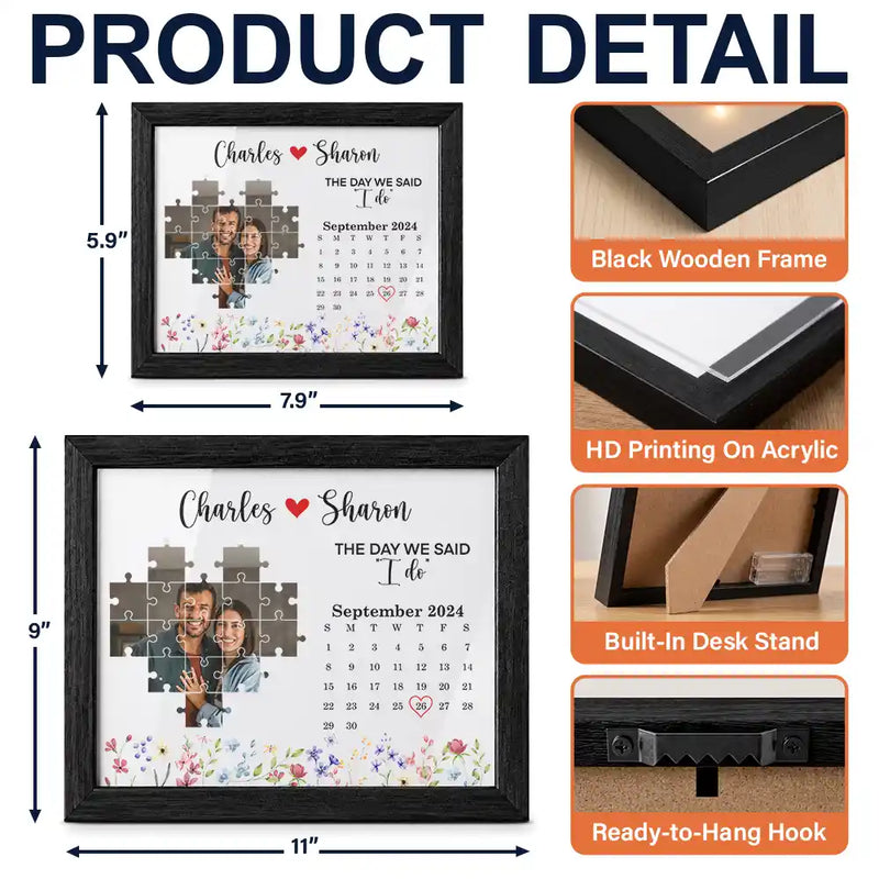 Christmas,Custom Photo,Romantic,Gift For Couples,Upload Full Photo,Calendar - Custom Photo Calendar Couples The Day I Found My Missing Piece - Personalized LED Light Shadow Box