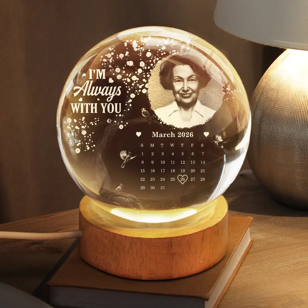 Custom Photo,Memorial,Family,Sad - Custom Photo Calendar The Moment Your Heart Stopped - Personalized Crystal Globe Lamp