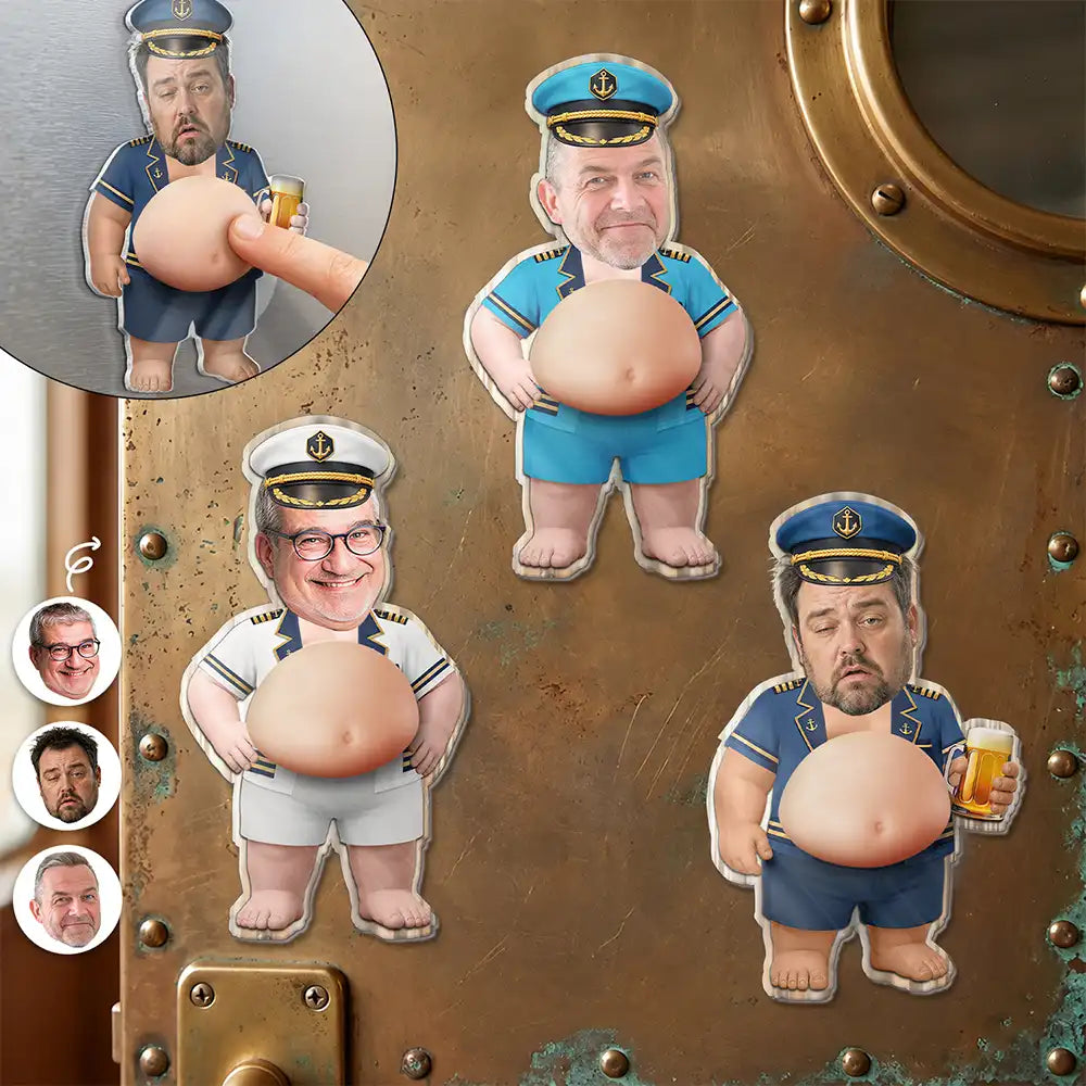 Custom Photo Captain Funny Face - Personalized Squishy Acrylic Fridge Magnet