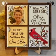 Gift For Yourself, Gift For Women, Gift For Men, Memorial, Sad, Gift For Son, Gift For Daughter - Custom Photo Cardinal They Fly Beside Us - Personalized LED Light Wooden Plaque