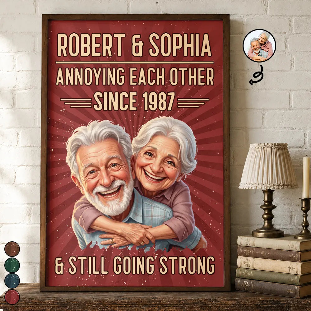 Custom Photo Caricature Vintage Annoying Each Other - Personalized Poster
