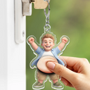 Custom Photo,Art Design,Family,Humorous,Photo - Belly FreeStyle Pose Cartoon Figure - Custom Photo Cartoon Belly Character Family Member And Pet - Personalized Squishy Acrylic Keychain