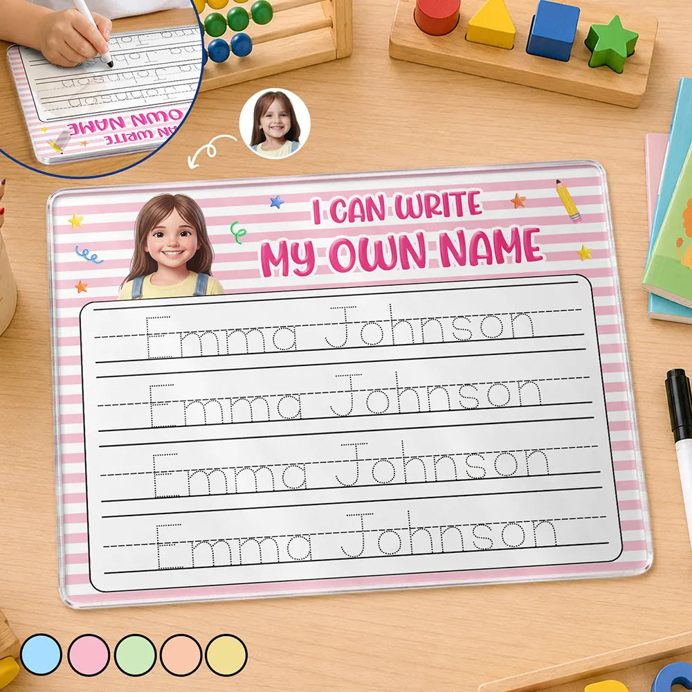 Custom Photo Cartoon Portrait Adorable Kid With Name - Personalized Acrylic Tracing Board