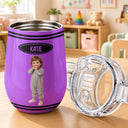Adorable, Art Design, Gift For Kids, Photo - Cartoon Portrait - Custom Photo Cartoon Portrait Kid With Colorful Crayons - Personalized Sippy Cup