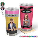 Adorable, Art Design, Teacher, Back To School, Photo - Cartoon Portrait - Custom Photo Cartoon Portrait Teacher With Colorful Crayon - Personalized Tumbler