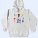 Adorable, Art Design, Teacher, Back To School, Photo - Cartoon Portrait - Custom Photo Cartoon Portrait Teacher With Happy School Supplies - Personalized T Shirt