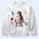 Adorable, Art Design, Teacher, Back To School, Photo - Cartoon Portrait - Custom Photo Cartoon Portrait Teacher With Happy School Supplies - Personalized T Shirt