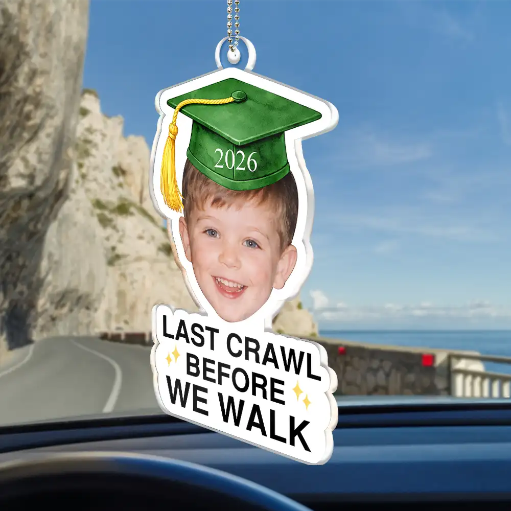 Family,Graduation,Funny,Happy,Gift For Daughter,Gift For Son - Custom Photo Childhood Look Who's Graduated - Personalized Acrylic Car Hanger