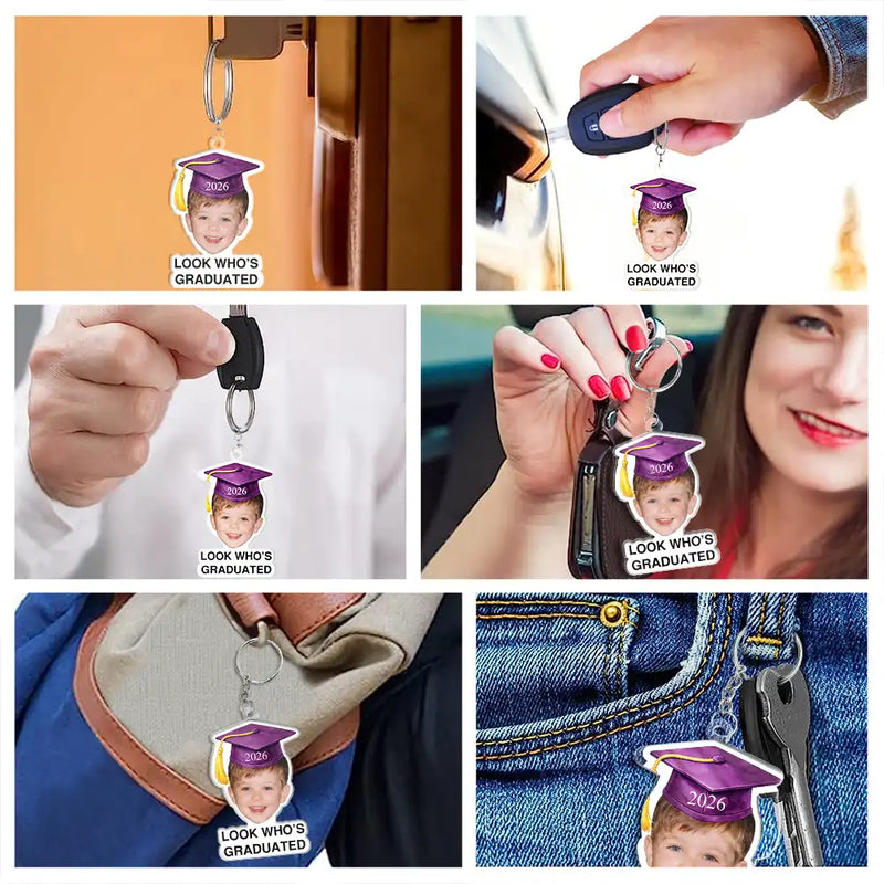 Family, Graduation, Funny, Happy, Gift For Daughter, Gift For Son, Gift For Bestie - Custom Photo Childhood Look Who's Graduated - Personalized Acrylic Keychain