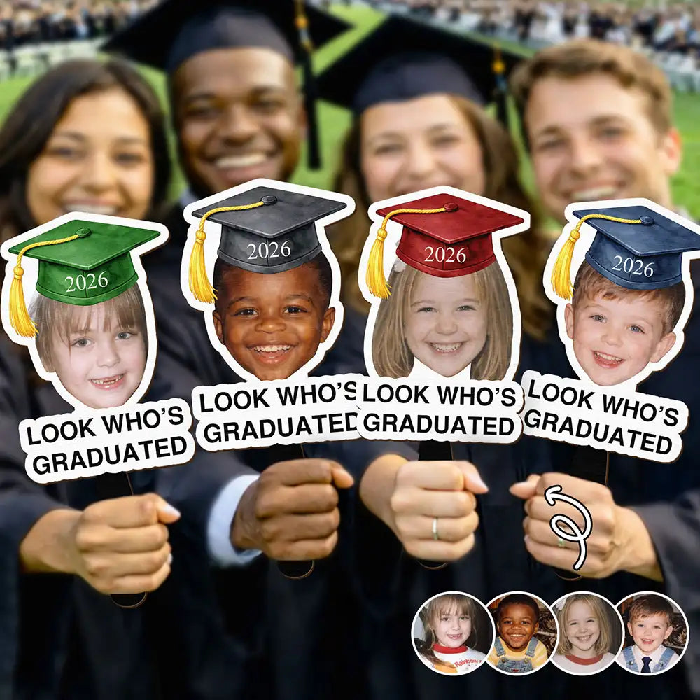 Custom Photo Childhood Look Who's Graduated Grad Props - Personalized Graduation Handheld Fan