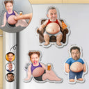 Gift For Father,Custom Photo,Humorous,Cut-Face Photo - Custom Photo Chilling Dad Bod - Personalized Squishy Acrylic Fridge Magnet