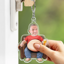 Gift For Father,Custom Photo,Humorous,Cut-Face Photo - Custom Photo Chilling Dad Bod - Personalized Squishy Acrylic Keychain