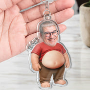 Gift For Father,Custom Photo,Humorous,Cut-Face Photo - Custom Photo Chilling Dad Bod - Personalized Squishy Acrylic Keychain
