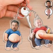 Gift For Father,Custom Photo,Humorous,Cut-Face Photo - Custom Photo Chilling Dad Bod - Personalized Squishy Acrylic Keychain
