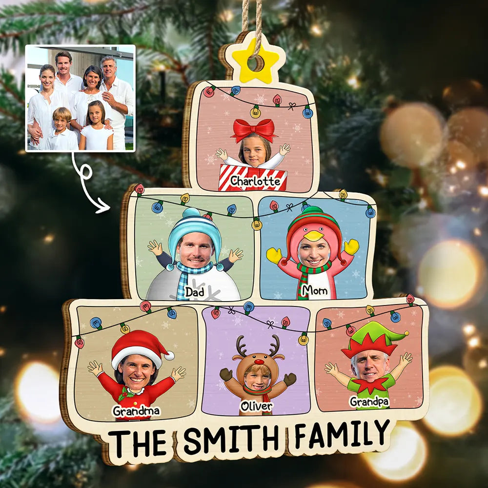Custom Photo Christmas Character Cartoon Comic - Personalized Custom Shaped Wooden Ornament