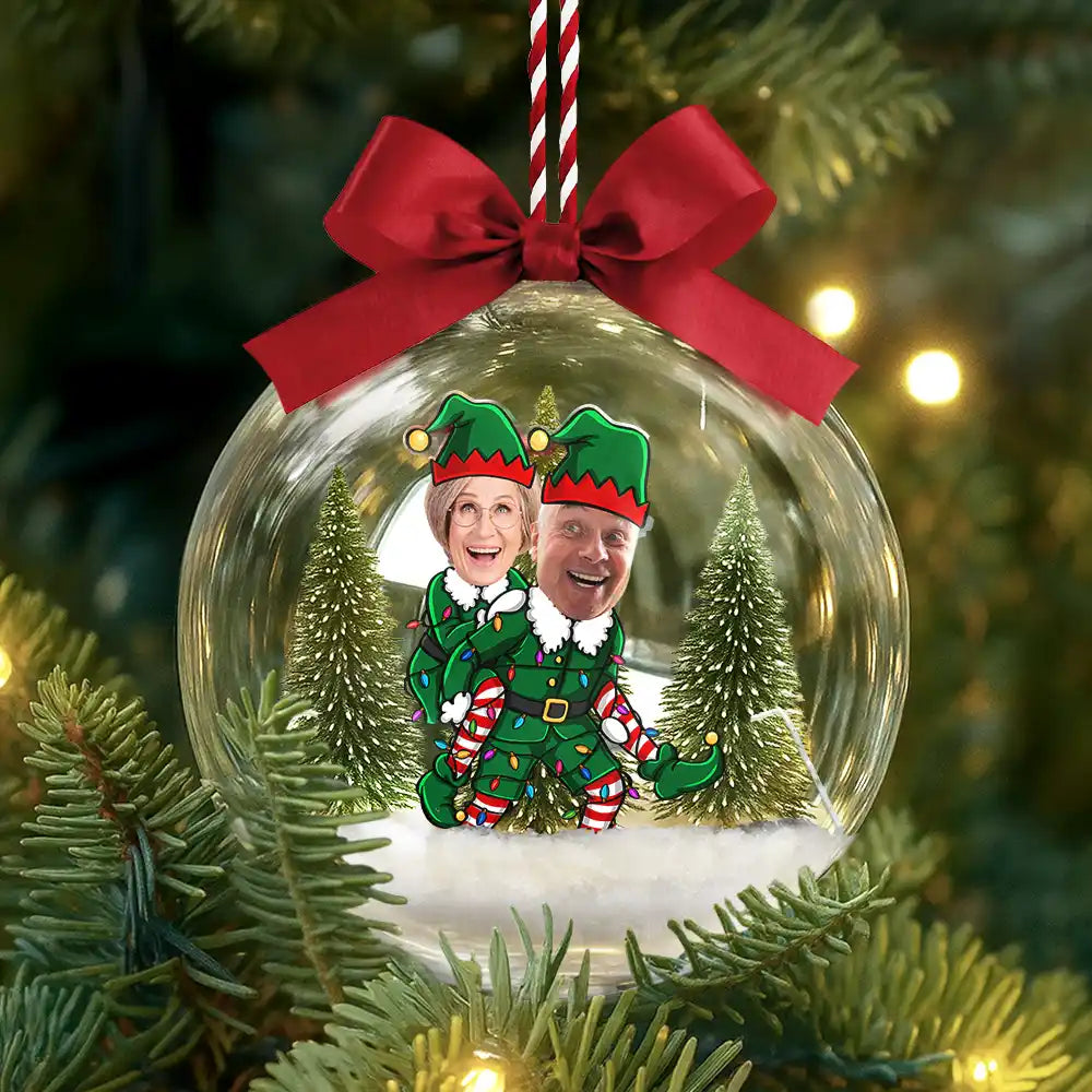 Funny,Christmas,Gift For Couples,Gift For Wife,Gift For Husband,Gift For Boyfriend,Gift For Girlfriend,Old Couples - Custom Photo Christmas Characters Couple - Personalized 3D Acrylic Ball Ornament
