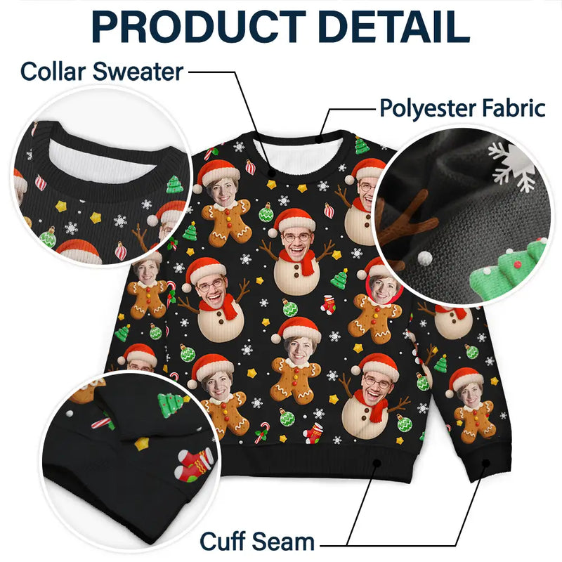 Christmas,Funny,Gift For Couples,Gift For Husband,Gift For Wife,Parents,Gift For Grandparents,Family,Gift For Sibling - Custom Photo Christmas Characters Funny Face - Personalized Unisex Ugly Sweater
