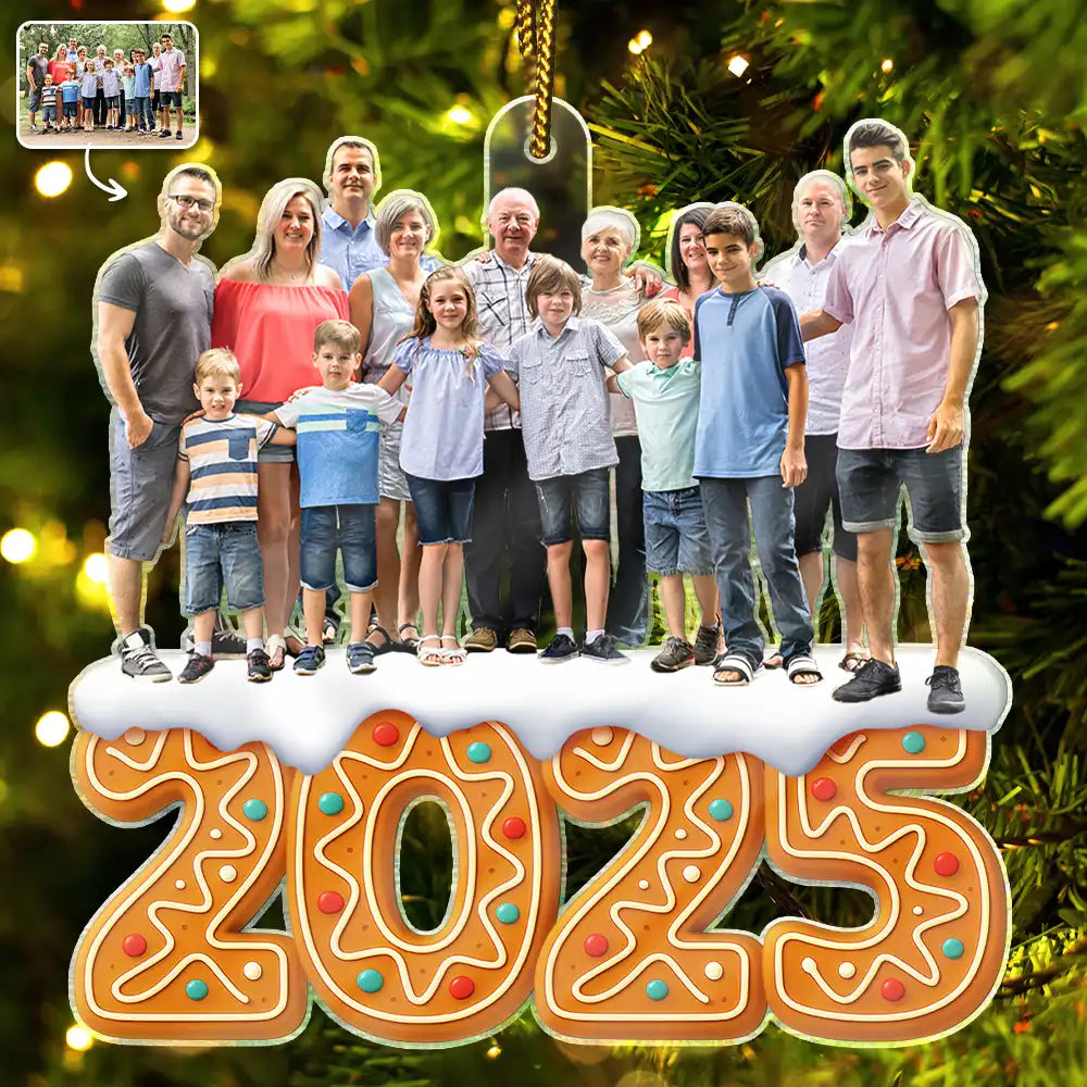 Family, Gift For Women, Gift For Men, Custom Photo, Christmas - Custom Photo Christmas Family Gingerbread - Personalized Custom Shaped Acrylic Ornament