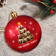 Christmas,Happy,Family - Custom Photo Christmas Tree - Personalized Ball Ornament