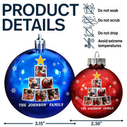 Christmas,Happy,Family - Custom Photo Christmas Tree - Personalized Ball Ornament