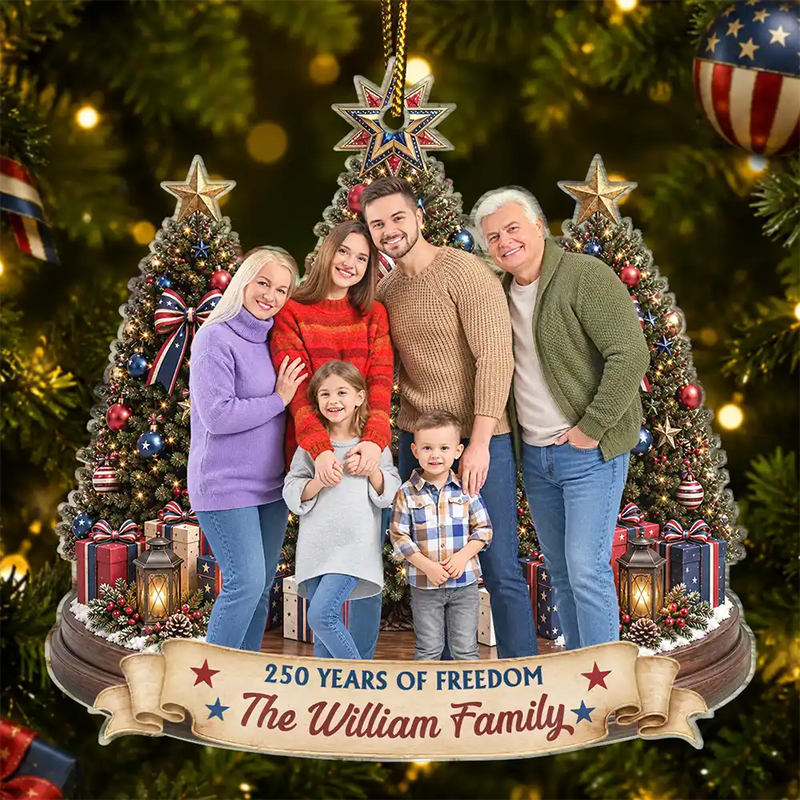 Independence Day,America 250th,Christmas,Proud,Custom Photo,Family,Remove BG Photo,Custom Text - Custom Photo Christmas United States Love And Pride - Personalized Custom Shaped Acrylic Ornament
