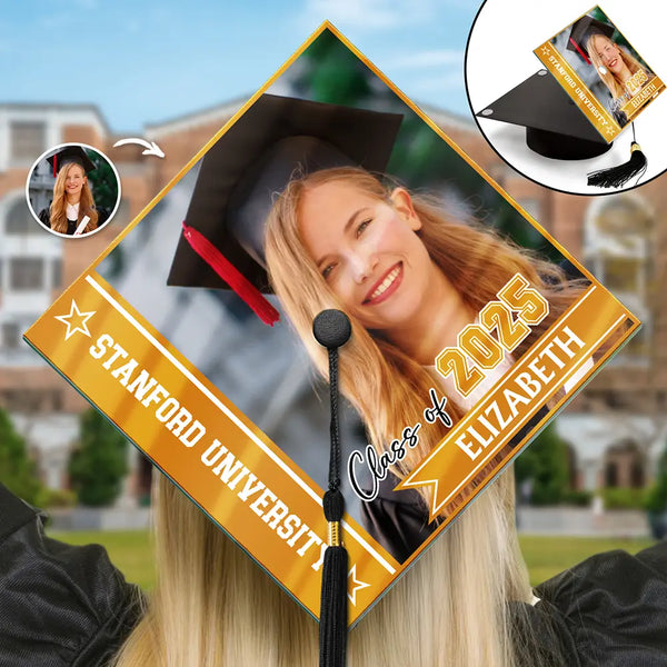 Graduation,Gift For Yourself,Happy,Custom Phot - Custom Photo Class Of For Grad - Personalized Graduation Cap Topper